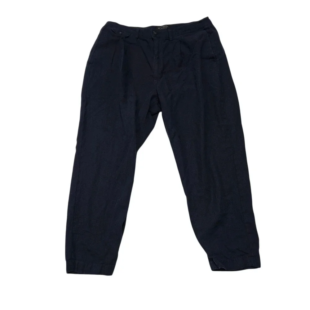 Banana Republic Pants Mens 34 Navy Blue Linen Cotton Relaxed Tapered Chino